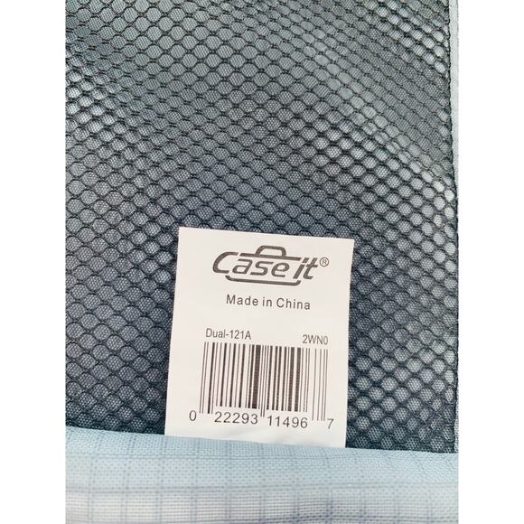 Case It Zipper Binder Mighty Zip Tab 3" Two 3-Ring Blue Shoulder Strap Pockets - Picture 3 of 12